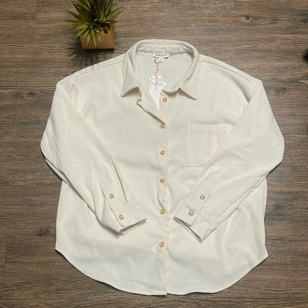 NWT cream corduroy button up shirt